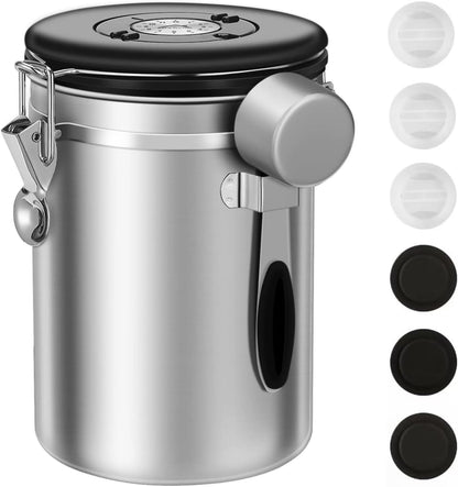 ShanSon Coffee Canister Airtight Stainless Steel Kitchen Food Storage Container with Date Tracker