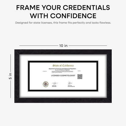 Homeforia 5x10 Business License Frame Black, High End Oak 5 x 10 Black Wood Document Certificate