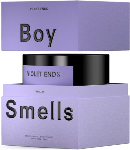 Boy Smells Violet Ends Candle - 8.5 oz - Aromatic Candle for Home with Rhubarb, Violet and Smoked