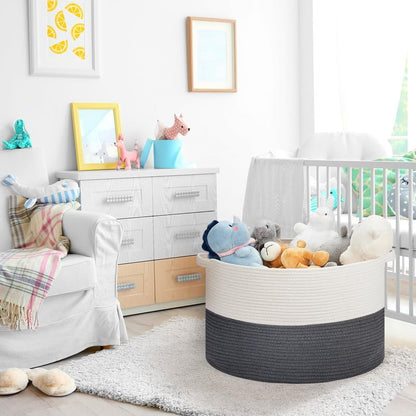 Ravinte Large Storage - 22"x 22"x 14" Blanket Basket for Living Room, Baby Toy Storage, Cotton Rope