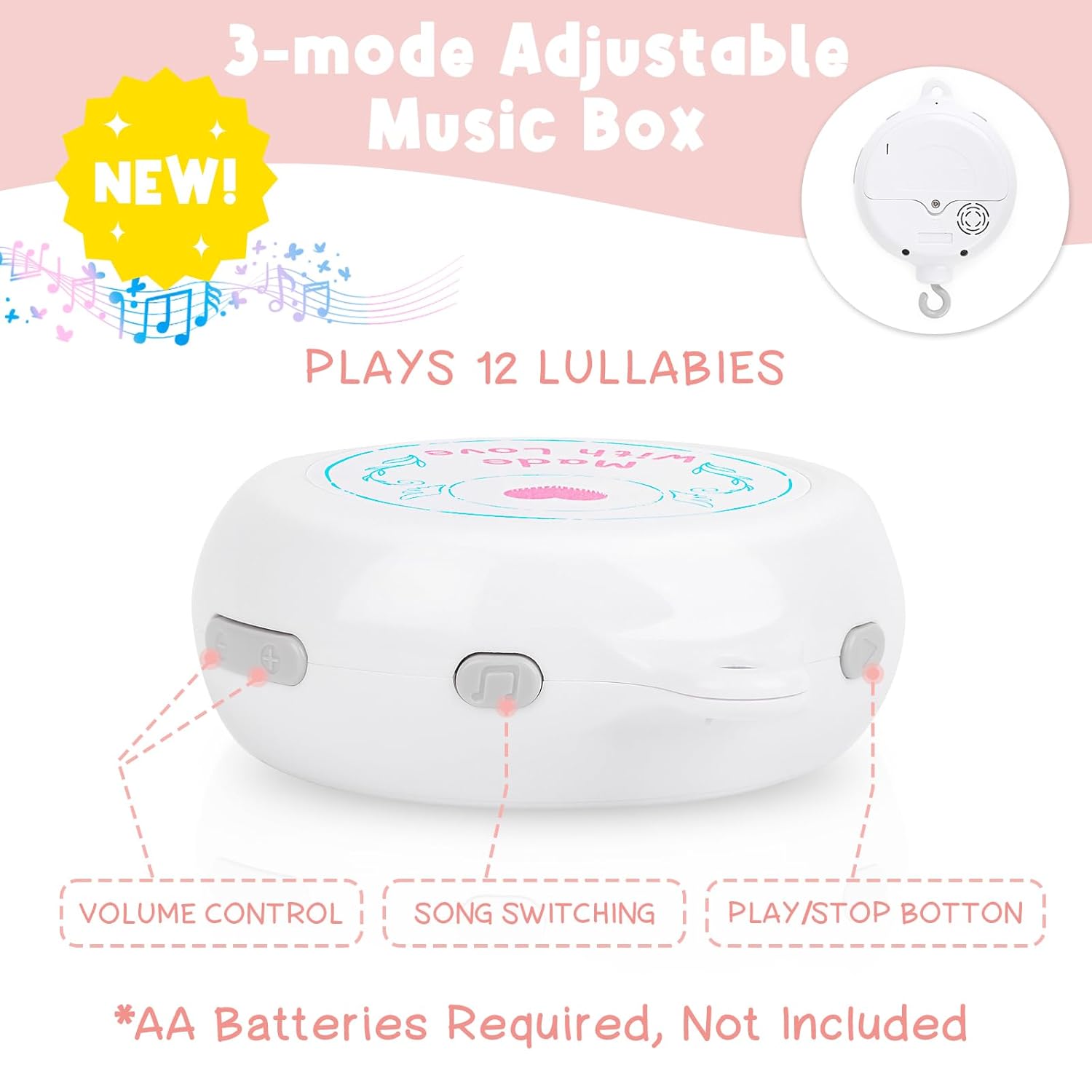 Woodland Crib Mobile for Girls – Cute Animals Baby Mobile for Crib with Upgraded 3-Mode Music Box