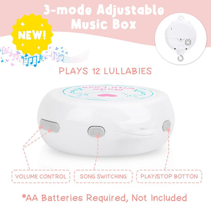 Woodland Crib Mobile for Girls – Cute Animals Baby Mobile for Crib with Upgraded 3-Mode Music Box