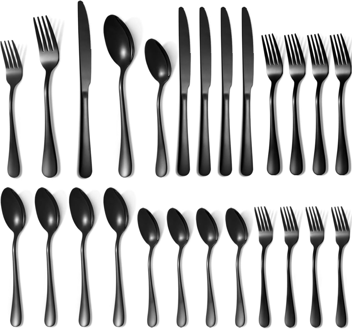Lazycorner 20 Pcs Black Silverware Set for 4, Mirror Polished Flatware Set Stainless Steel Fork