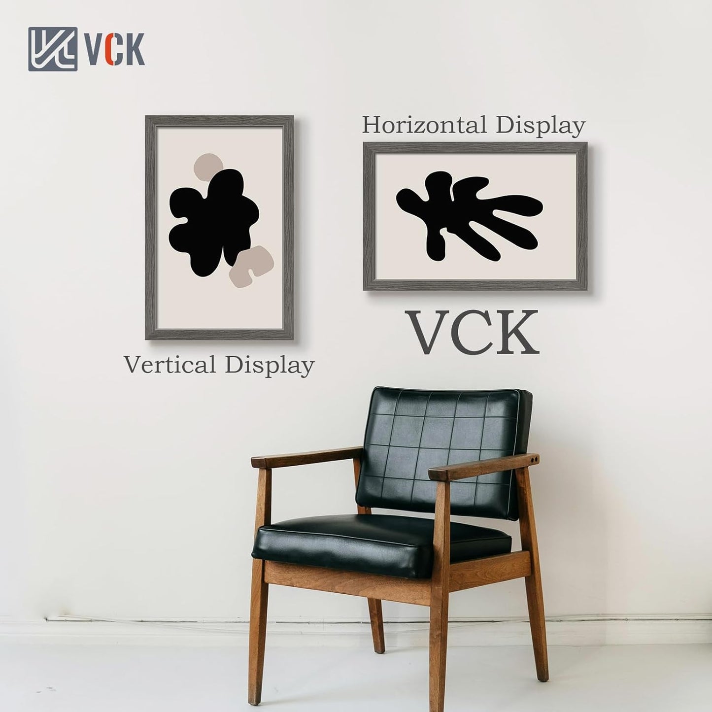 VCK 14x22 Picture Frame Set of 3, Gray Solid Wood Poster Picture Frame, Exclusive Wood Grain, Wall