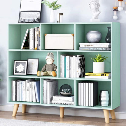 IOTXY Wooden Open Shelf Bookcase - 3-Tier Floor Standing Display Cabinet Rack with Legs, 8 Cubes