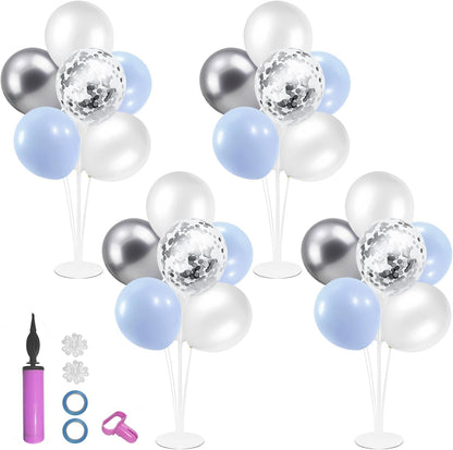 Baby Blue and Silver Balloon Stand Centerpiece Table Decorations for Baby Shower Wedding Engagement