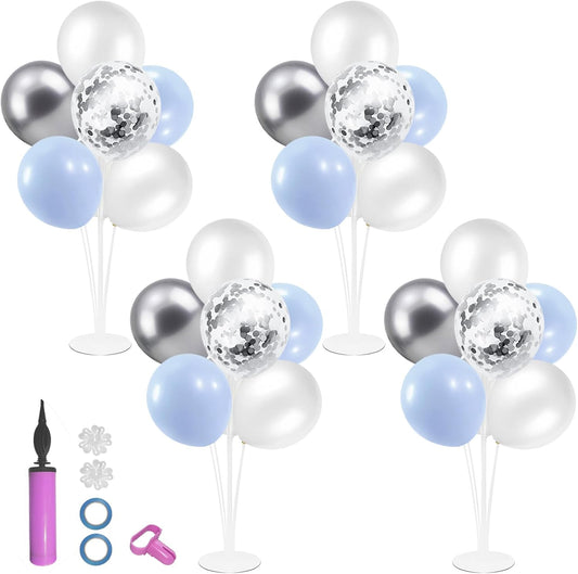 Baby Blue and Silver Balloon Stand Centerpiece Table Decorations for Baby Shower Wedding Engagement