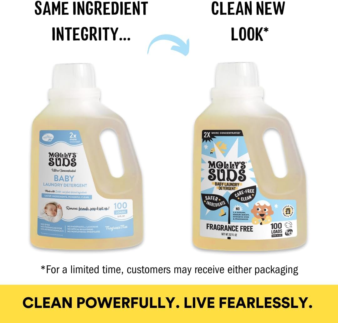 Molly's Suds Baby Liquid Laundry Detergent | Removes Formula, Poop & Spit-Up Stains | Extra Gentle