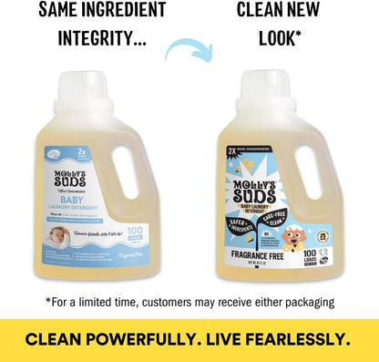 Molly's Suds Baby Liquid Laundry Detergent | Removes Formula, Poop & Spit-Up Stains | Extra Gentle