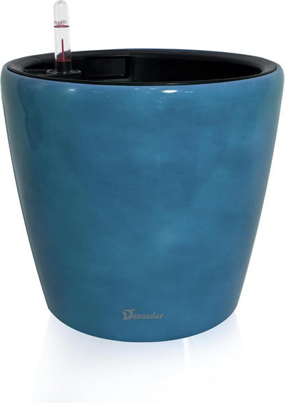 Dexceder 9x8 Inches Self Watering Planter Indoor Outdoor, Inner Pot Design, Thickened Table Flower