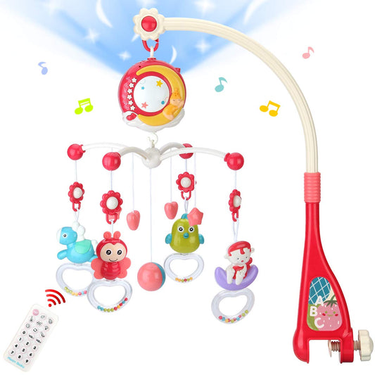 Mini Tudou Baby Musical Mobile Crib Toys with Projector and Light, Timing Function, Remote Control