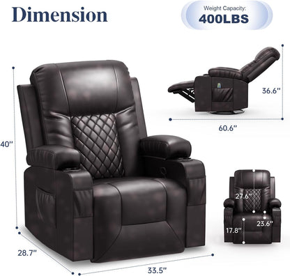 Recliner Chairs for Adults, FSC Certified Massage Rocker with Heated Modern Ergonomic Lounge 360