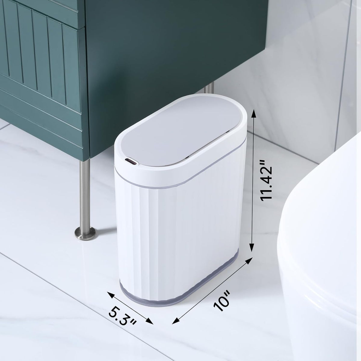ELPHECO Bathroom Motion Sensor Trash can 2 Gallon Automatic Garbage Can, Slim Plastic Smart Trash