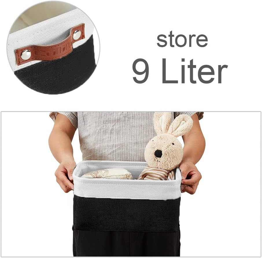 DECOMOMO Small Storage Basket, Closet Storage Bins, Baskets for Organizing Shelves (Black & White