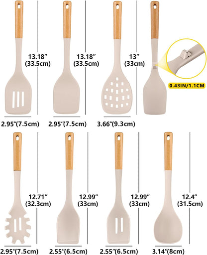 Silicone Kitchen Utensil Set for Non Stick Cookware, 7 Pcs Heat Resistant Cooking Utensils with
