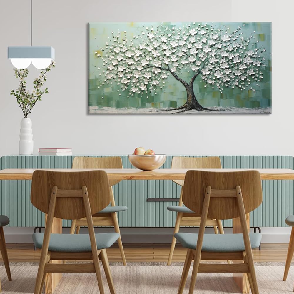 LASMOND Turquoise Tree of Life Wall Art for Living Room Canvas Prints Artwork Modern Abstract