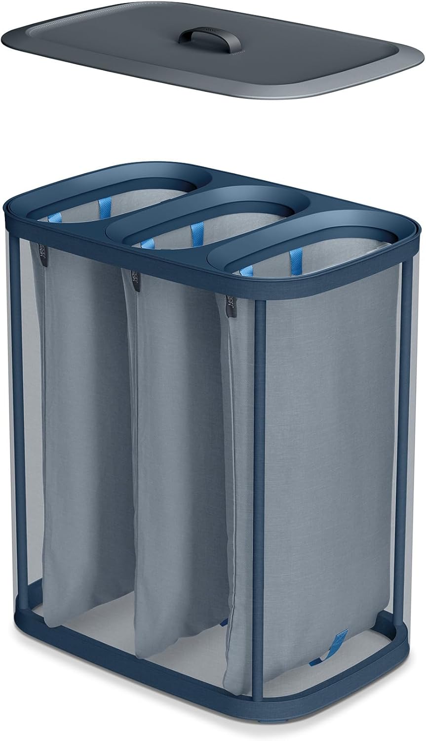 Joseph Joseph Tota Trio 90 liter/23.8 gallon Laundry Hamper Separation Basket with lid, 3 Removable