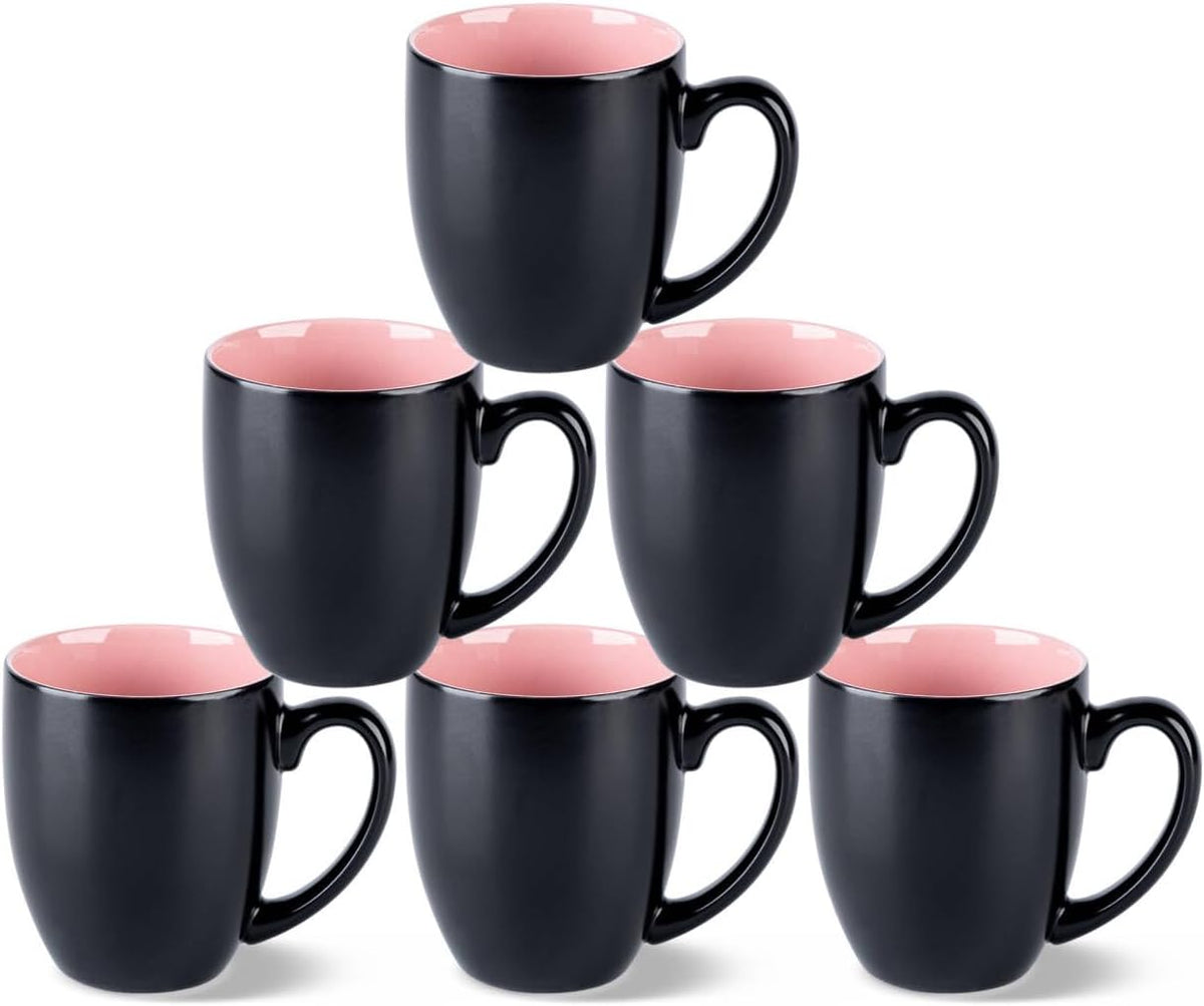 GBHOME 16oz Coffee Mugs Set of 6, Large Ceramic Coffee Mugs for Man, Woman, Dad, Mom, Modern Coffee