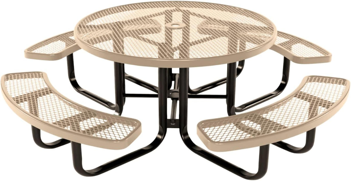 Coated Outdoor Furniture Heavy-Duty Portable Outdoor Kids Table with Umbrella Hole, Expanded Metal