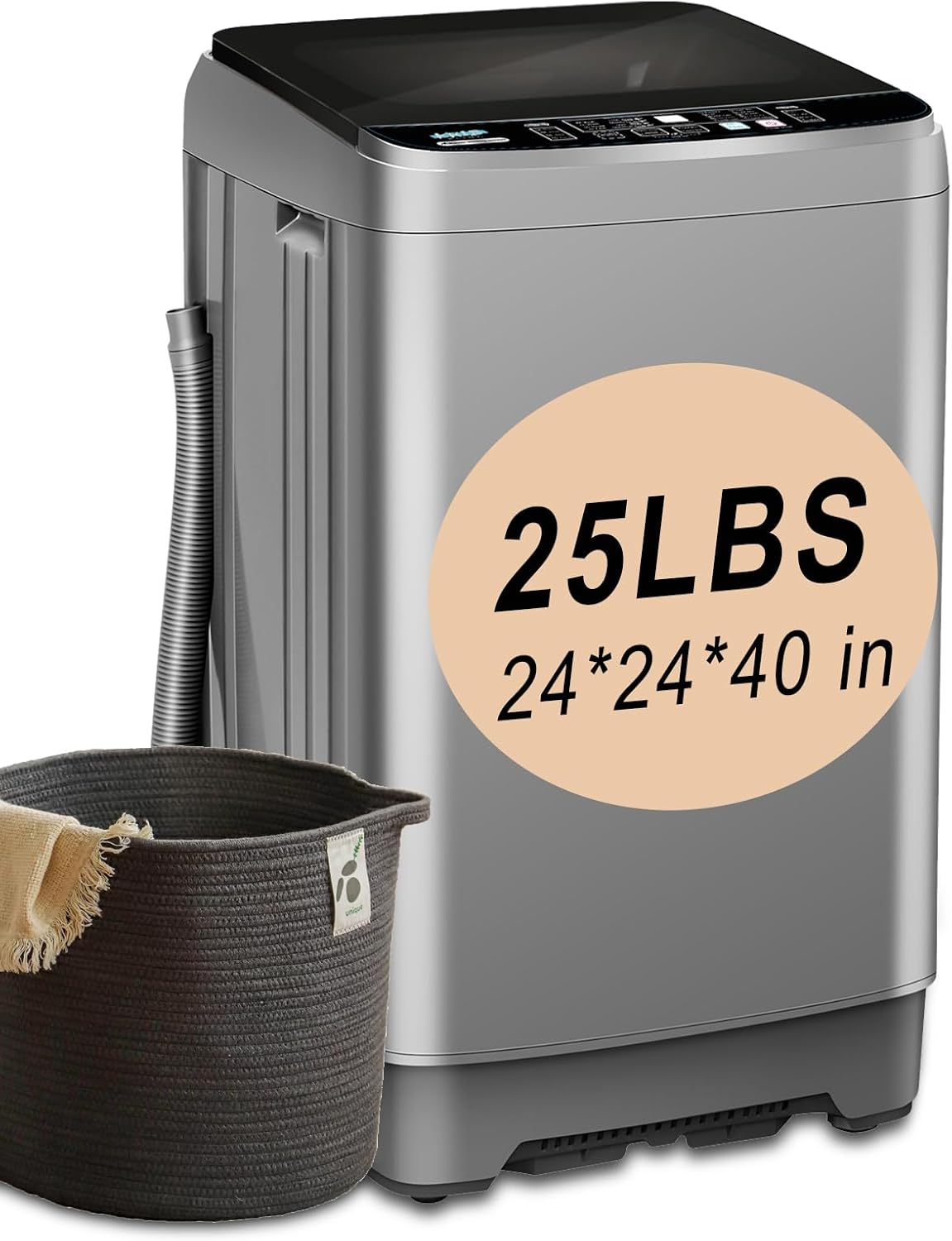 Full-Automatic Washing Machine 25 lbs Portable Washer 10 Wash Program & 8 Water Level with LED