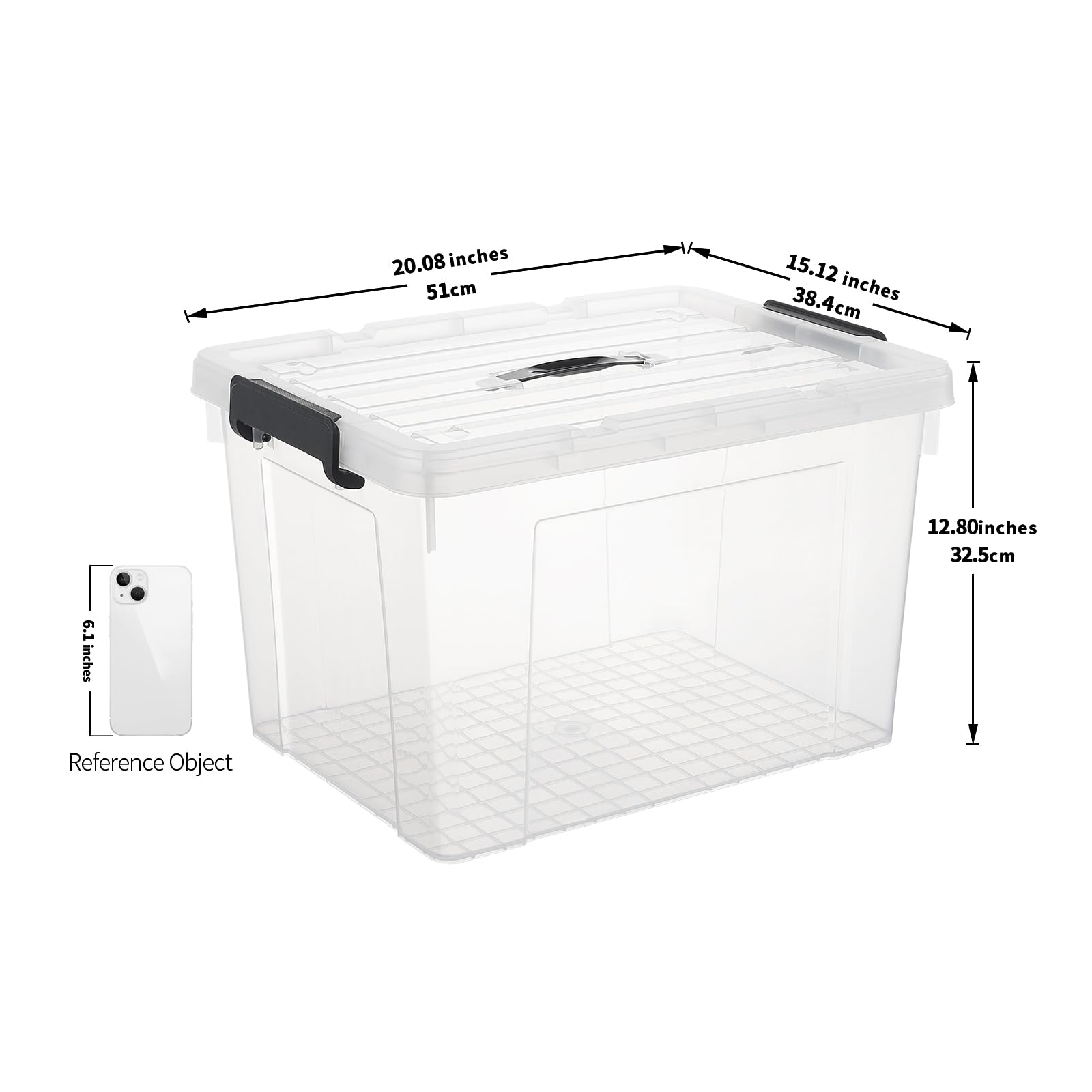 Cetomo Lidded Storage Bin with Handle, Storage Bins with Lid, Organizing Container with Secure
