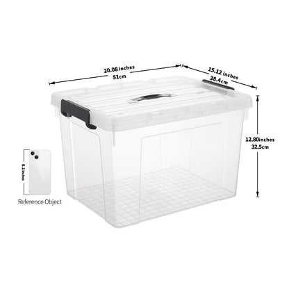 Cetomo Lidded Storage Bin with Handle, Storage Bins with Lid, Organizing Container with Secure
