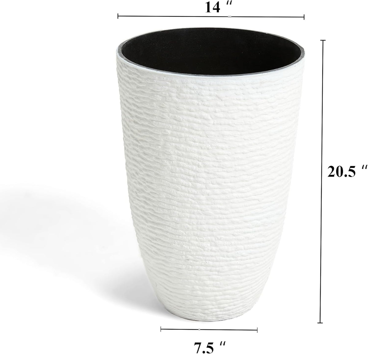 Worth Garden 2-Pack 21" H. White Tall Planters - 14'' Dia Resin Large Round Flower Pots for Outdoor