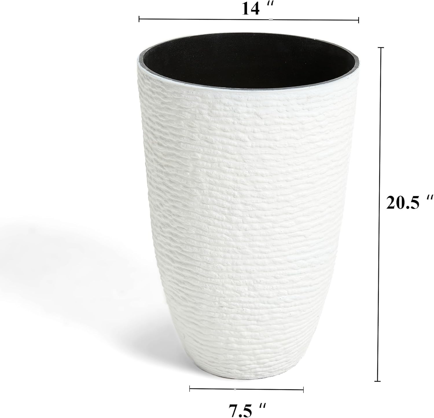 Worth Garden 2-Pack 21" H. White Tall Planters - 14'' Dia Resin Large Round Flower Pots for Outdoor