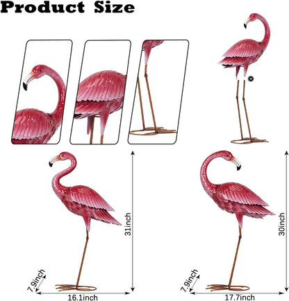 Kircust Flamingo Garden Sculpture & Statues, Metal Birds Yard Art Outdoor Statue, Large Pink