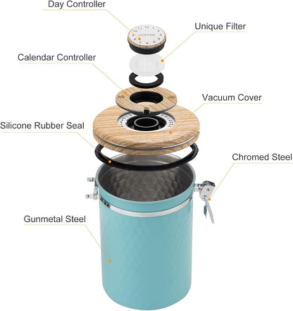 TEDSWAIT Coffee Canisters Airtight Coffee Bean Storage Container Kitchen Stainless Steel Food