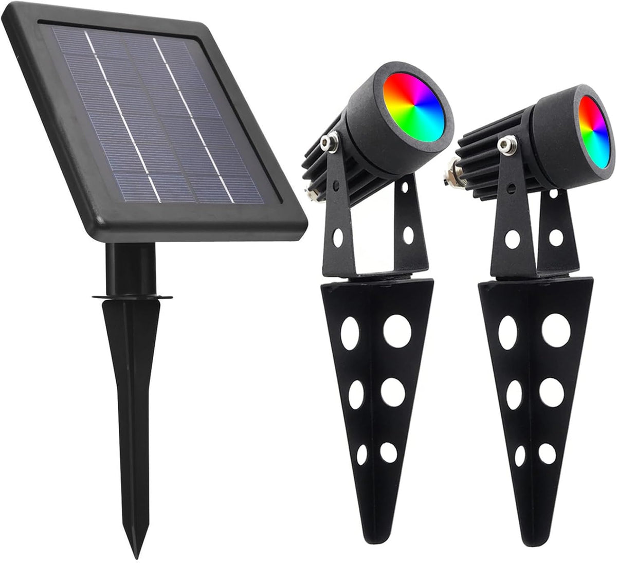 Mini 50X Twin Solar Spot Lights Outdoor Multi Color Changing RGB LED Spotlight Cast Aluminium for
