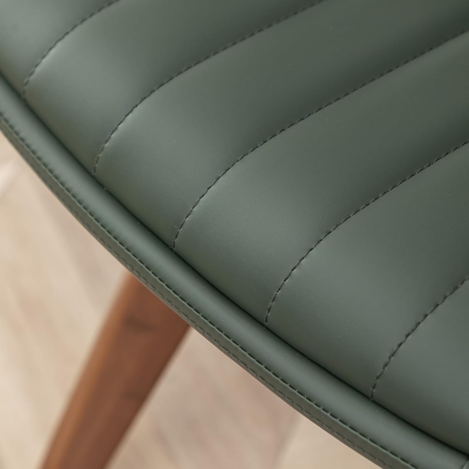 LUNLING Swivel Dining Room Chairs Set of 2, Mid Century Modern Green Faux Leather Kitchen Chairs