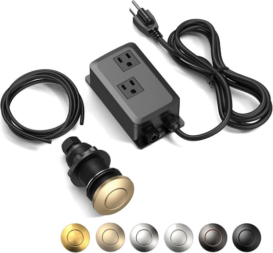 Garbage Disposal Air Switch Kit -Professional- Dual Outlet, Sink Top Waste Disposer On/Off, Garbage