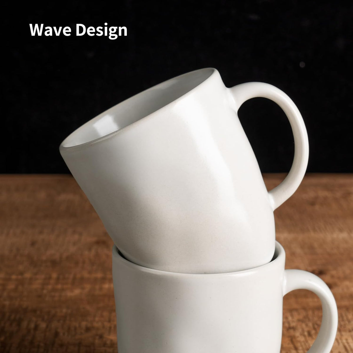 famiware Coffee Mugs Set of 4, Ocean Square 13oz Coffee Cup Set with Handle for Cocoa, Milk, Hot