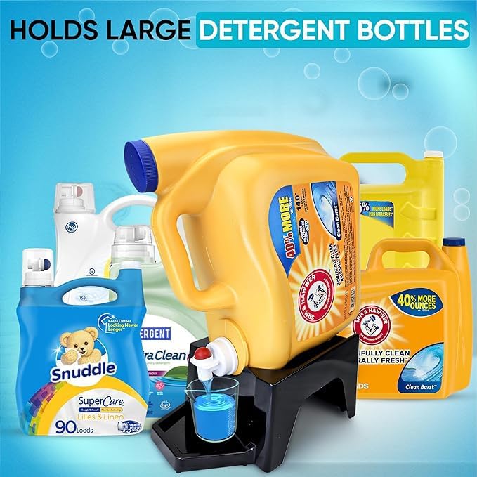TidyFriend Laundry Detergent Dispenser with Tray & Strap, Laundry Soap Dispenser with Non-Slip