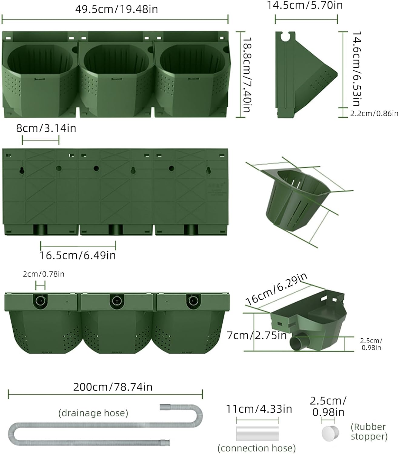 Self Watering Wall Mounted Vertical Planter, 36 Pots Wall Planter Indoor Vertical Living Green