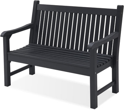 Psilvam Garden Bench, 2-Person Poly Lumber Patio Bench, All-Weather Outdoor Bench That Never Rot