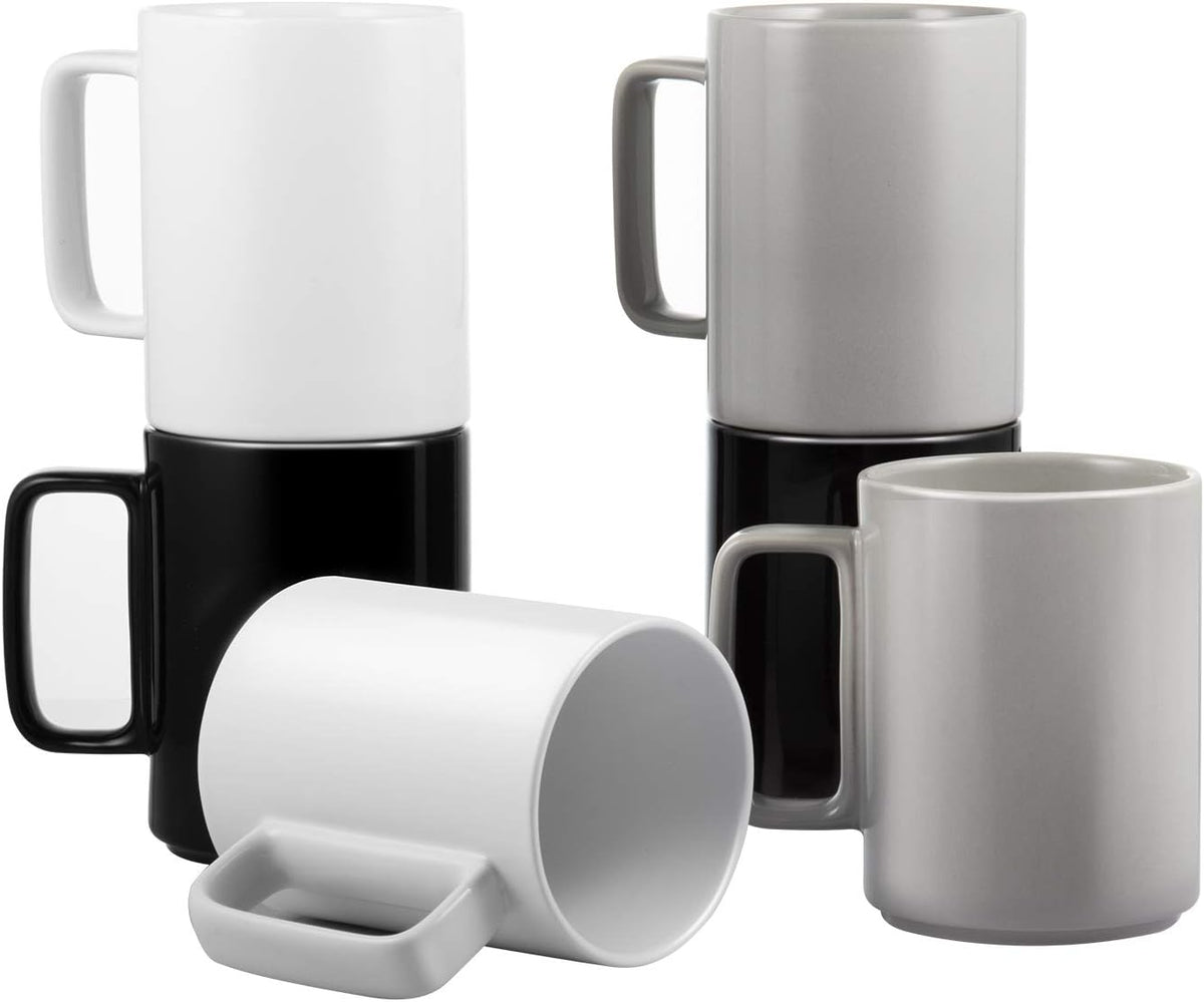 E-liu Porcelain Tea Mugs Coffee Mug Set, Large 15 Ounces Cups for Coffee, Tea, Cocoa, and Mulled