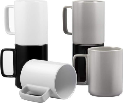 E-liu Porcelain Tea Mugs Coffee Mug Set, Large 15 Ounces Cups for Coffee, Tea, Cocoa, and Mulled
