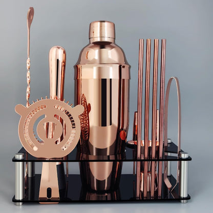 14-Piece Cocktail Shaker Set Bartender Kit with Black Stand, Bar Tool Set for Drink Mixing