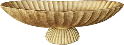 14.5" Large Decorative Long Bowl decor - Fluted Scalloped Decorative Bowls for Home Decor - Ruffle