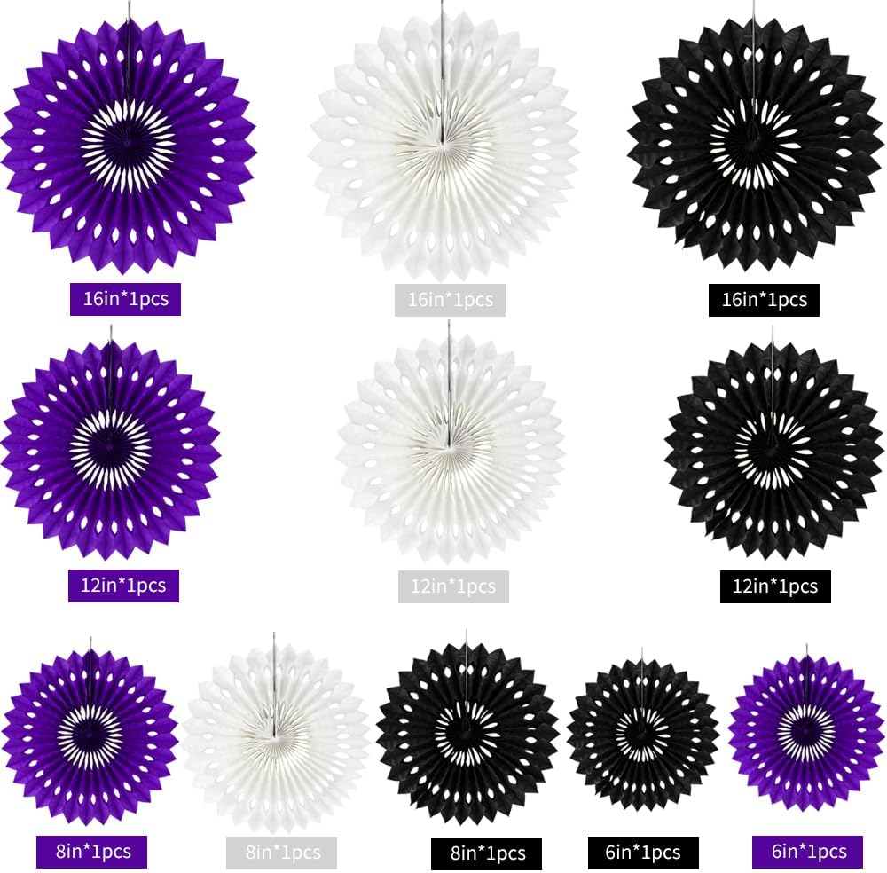BEISHIDA Black Purple White Hanging Honeycomb Round Paper Fans Decoration Set for New Year Baby