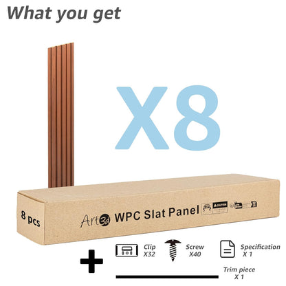 Art3d WPC Slat Wall Panels, 8-Pack 108 x 6 Inch 3D Wall Accents for Interior Wall Decor, Living