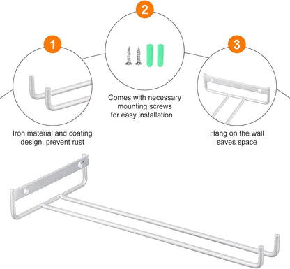 uxcell 5Pcs Wine Glass Rack, 10.43 Inch Iron Wine Glasses Rack Under Cabinet Stemware Rack - Wall