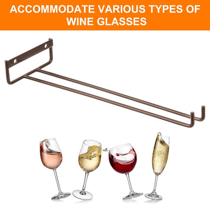 uxcell 5Pcs Wine Glass Rack, 11.81 Inch Iron Wine Glasses Rack Under Cabinet Stemware Rack - Wall
