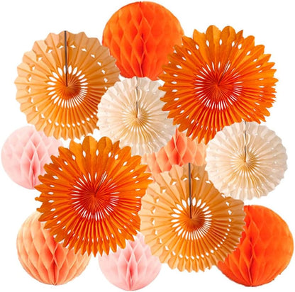 12pcs 6’’ 8’’ Honeycomb Balls Tissue Paper Fans Party Honeycomb Ball Fans Wall Tissue Pom Poms