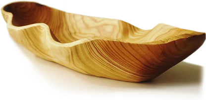 ZOY&TORA Large Handmade Decorative Wooden Dough Bowl, Natural Wood Grain Finish,Kitchen Coffee