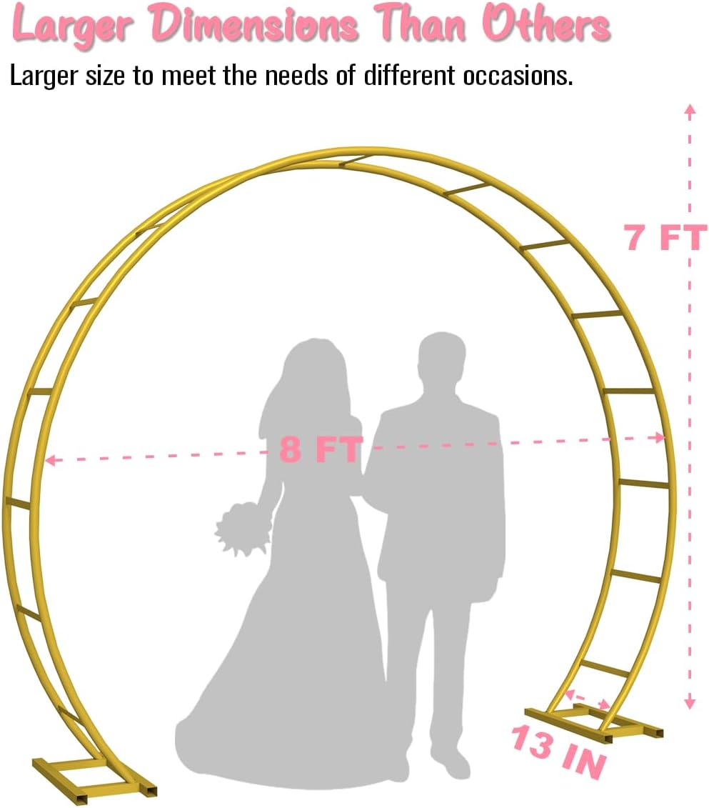 Queension Metal Arch Backdrop Stand 8Ft Wide 7Ft High, Wedding Arch Frame for Wedding Decorations