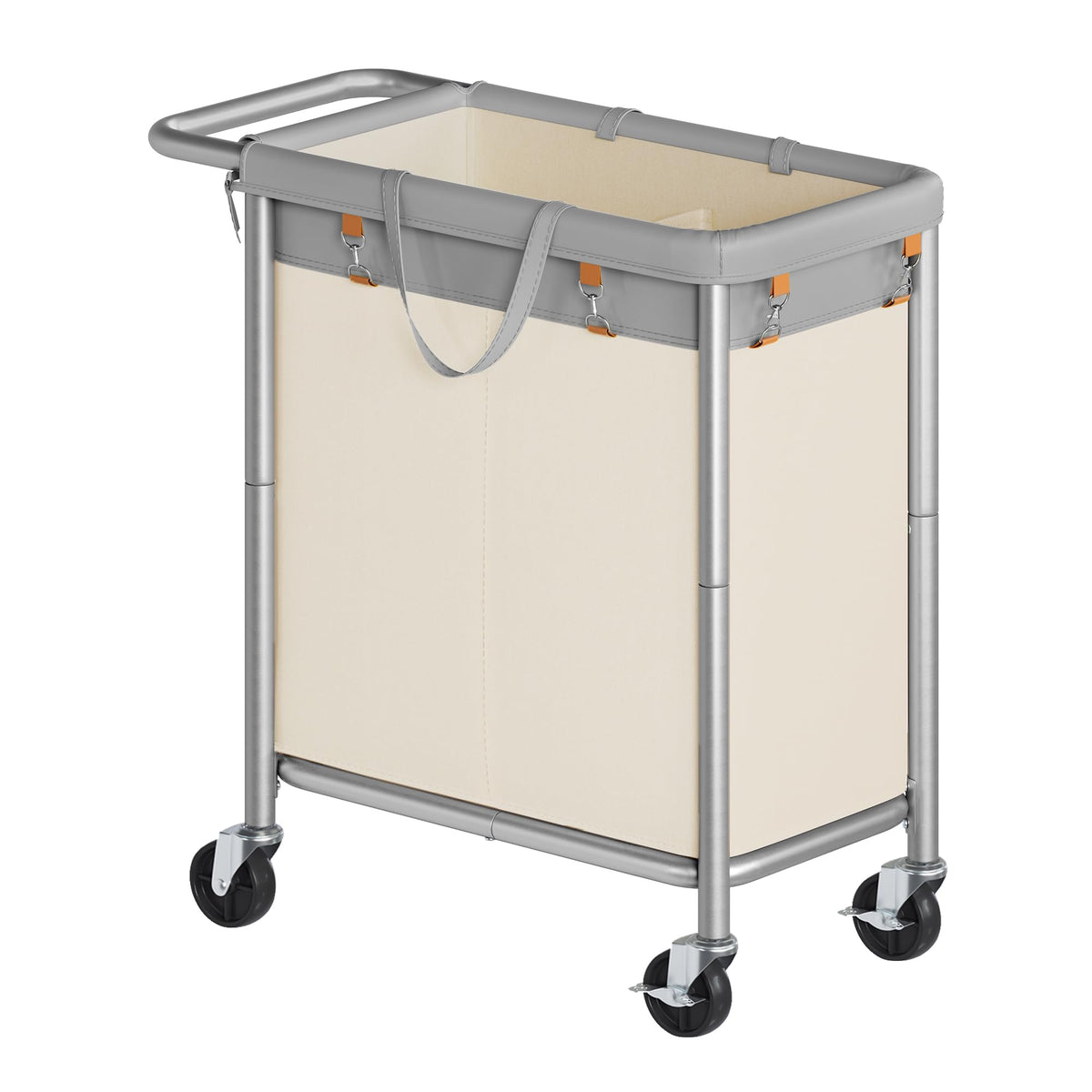 SONGMICS Laundry Basket with Wheels, 2-Section Rolling Laundry Hamper, 37 Gallons (140 L)