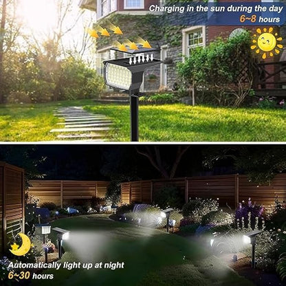 Solar Spot Lights Outdoor Waterproof IP65, 6 Pack Landscape Spotlights with 46 LEDs, 3 Modes Auto